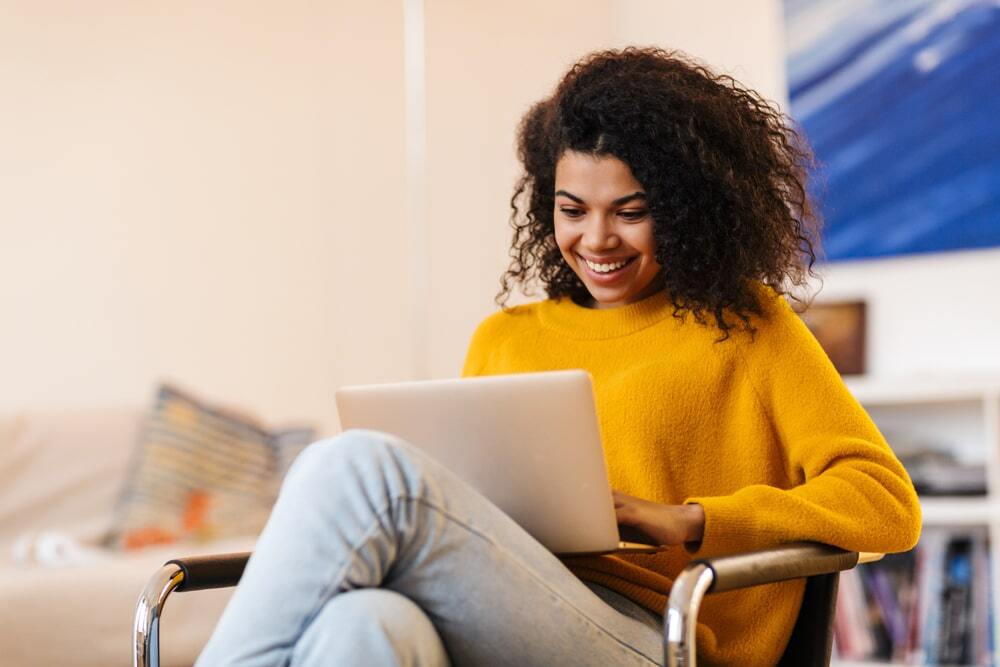woman booking online for junk removal services